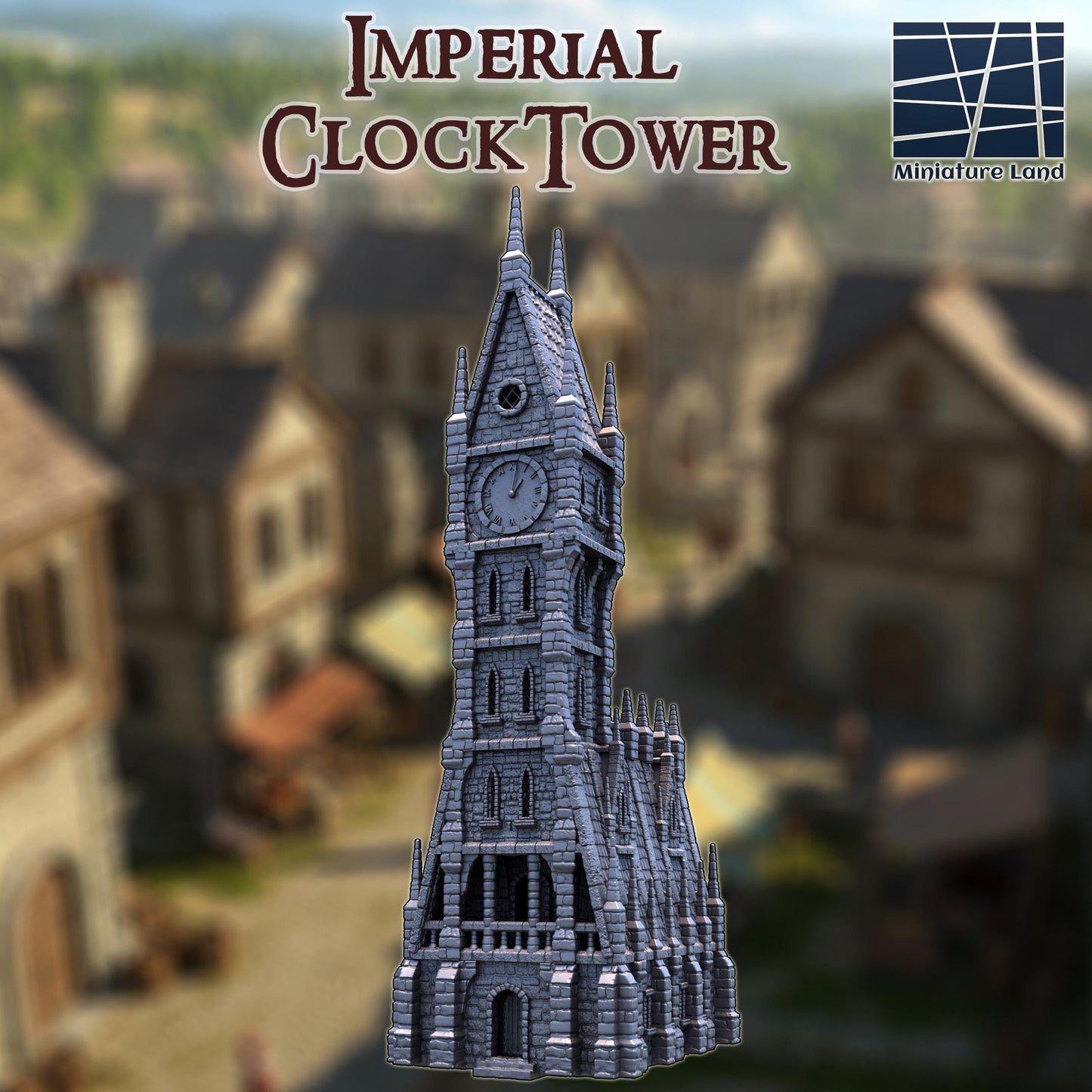 Imperial Clocktower - Tabletop Terrain - 28 MM, Tabletop 3D Printed Terrain by MiniatureLand, Perfect for Wargaming and RPGs