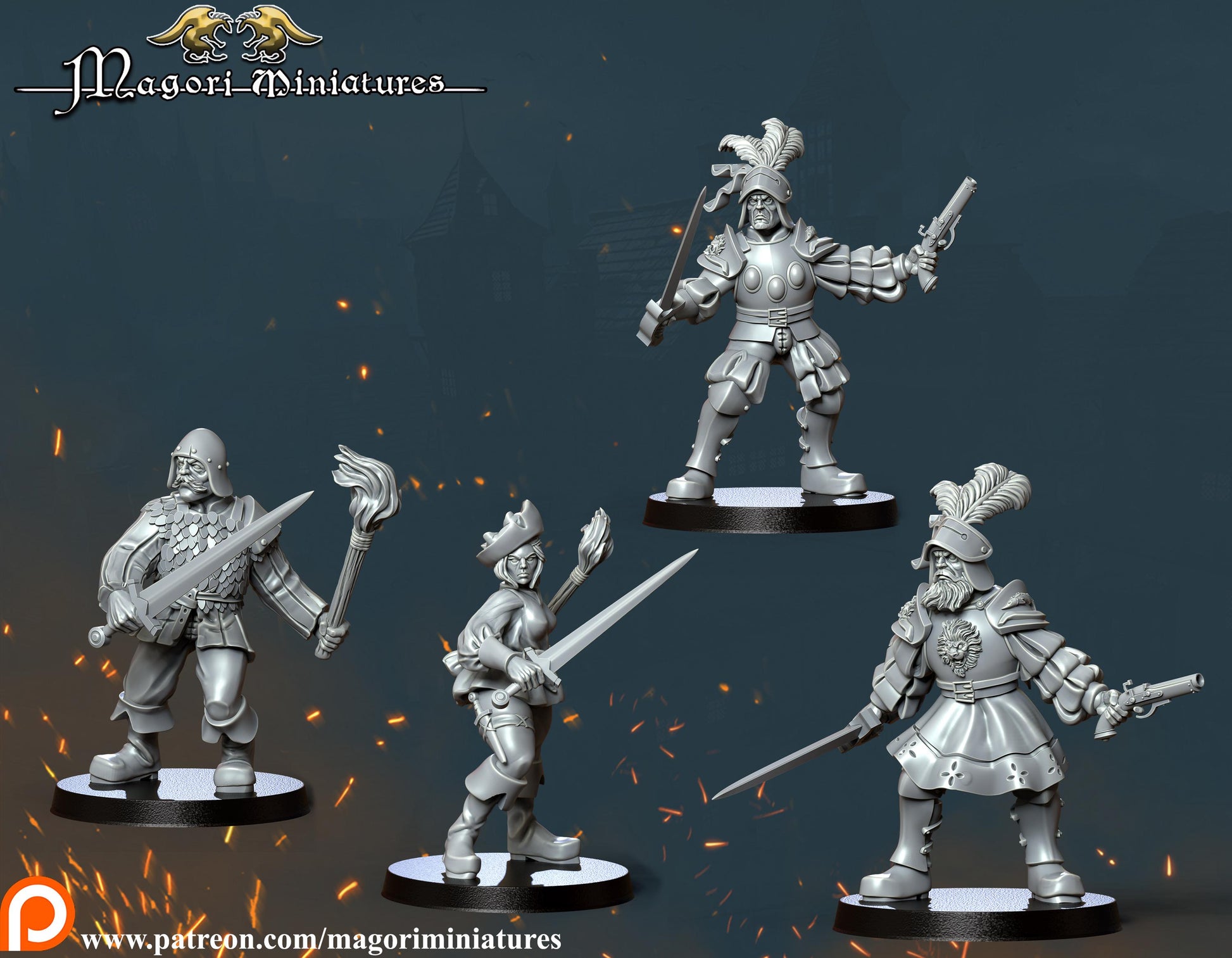 Marienburg Warband, Fantasy Skirmish Miniatures by Magori Miniatures, perfect for Fantasy Wargames and RPGs