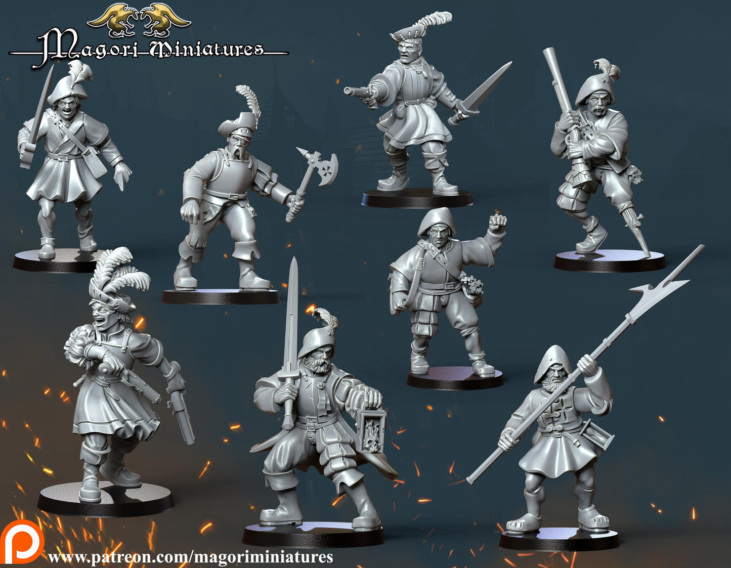 Marienburg Warband, Fantasy Skirmish Miniatures by Magori Miniatures, perfect for Fantasy Wargames and RPGs