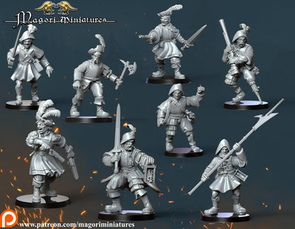 Marienburg Warband, Fantasy Skirmish Miniatures by Magori Miniatures, perfect for Fantasy Wargames and RPGs