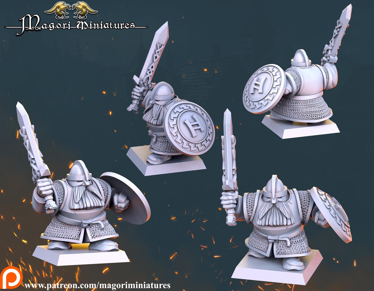 Dwarven Treasure Hunter Warband, Fantasy Skirmish Miniatures by Magori Miniatures, perfect for Fantasy Wargames and RPGs