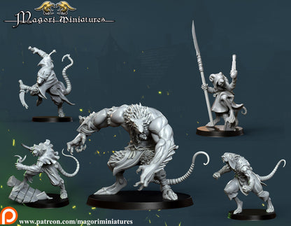 Ratfolk Warband , Fantasy Skirmish Miniatures by Magori Miniatures, perfect for Fantasy Wargames and RPGs