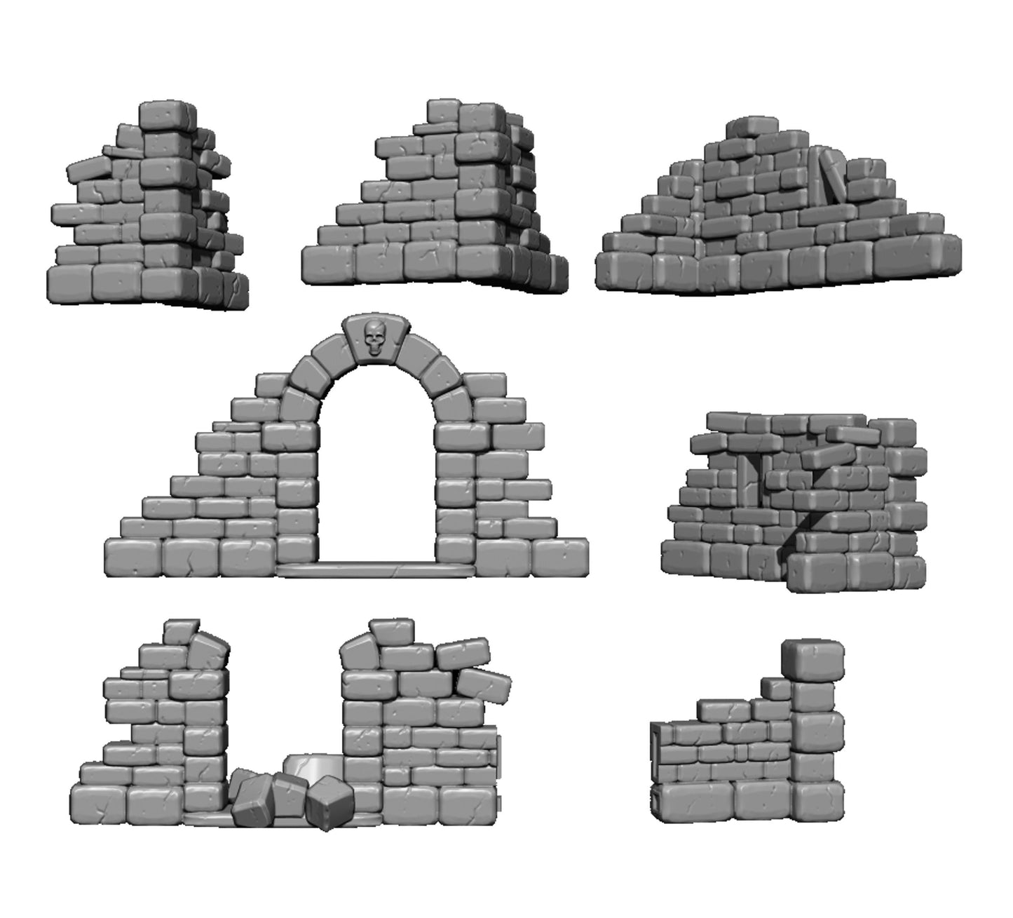 Ruined Walls, Fantasy Skirmish Miniatures by MoM Miniatures, perfect for Fantasy Wargames and RPGs