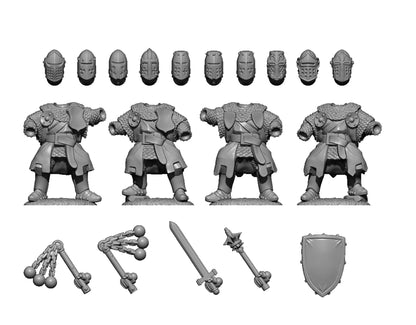 Crusader Footknights, Fantasy Skirmish Miniatures by MoM Miniatures, perfect for Fantasy Wargames and RPGs