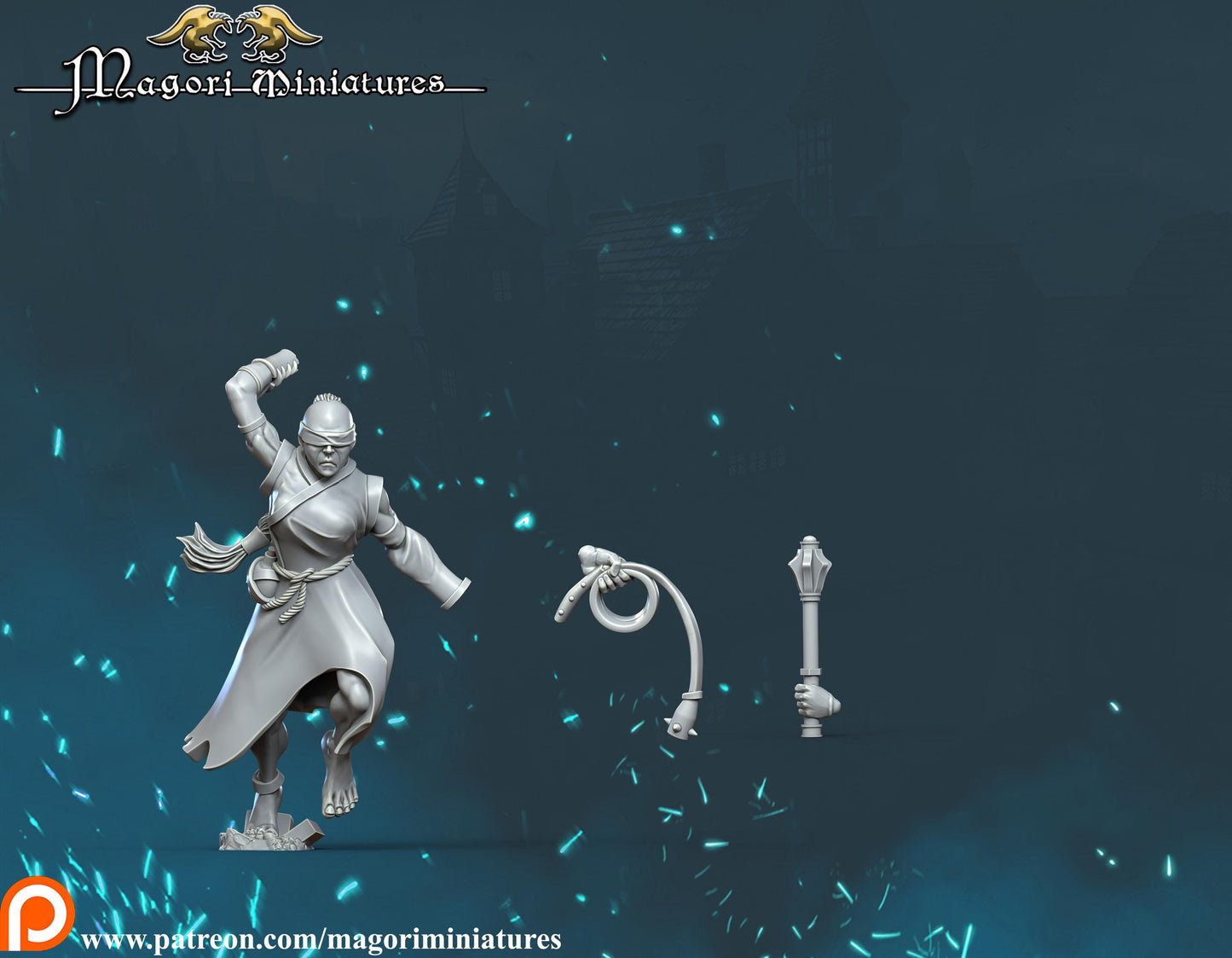 Blind Augur of the Hammergod, Fantasy Skirmish Miniatures by Magori Miniatures, perfect for Fantasy Wargames and RPGs