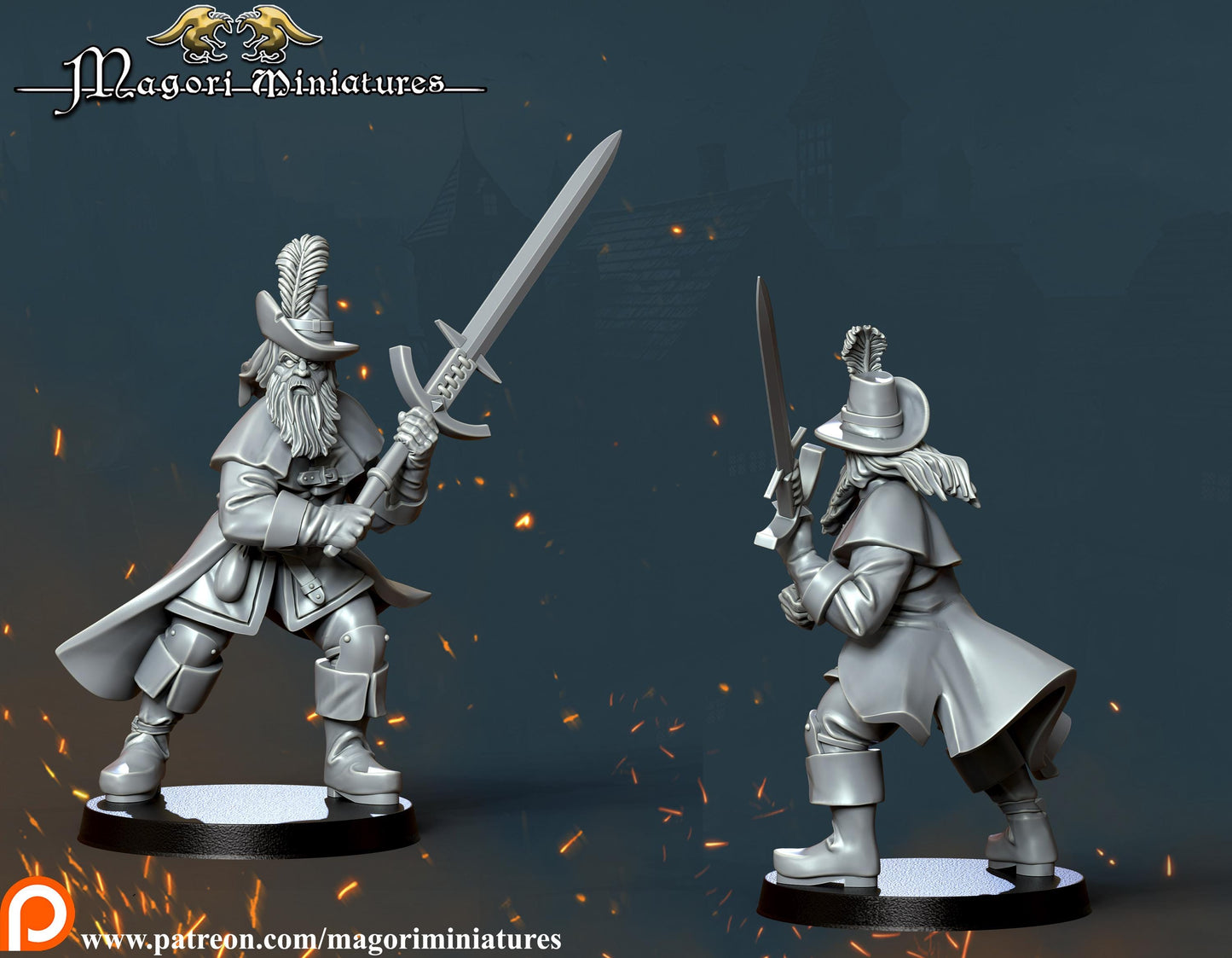 Ostenland Greatsword, Fantasy Skirmish Miniatures by Magori Miniatures, perfect for Fantasy Wargames and RPGs