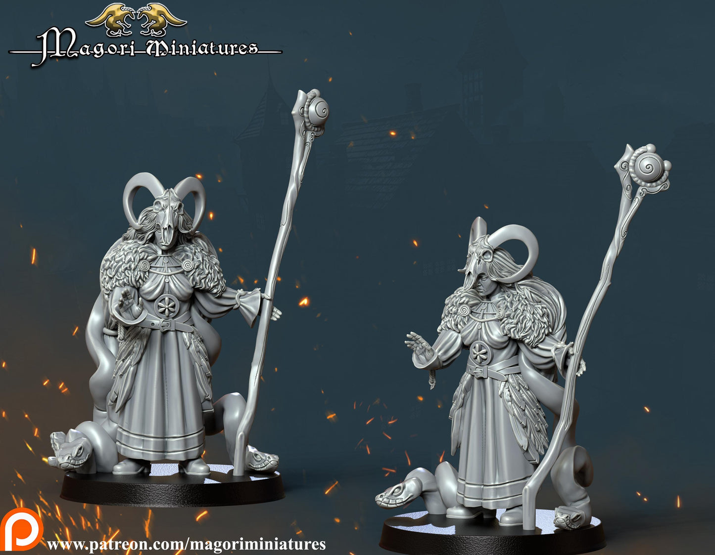 Ostenland Priestess of the Forestgod Fantasy Skirmish Miniatures by Magori Miniatures, perfect for Fantasy Wargames and RPGs