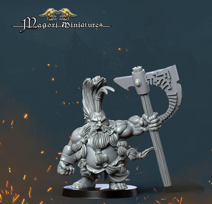 Dwarf Slayer, Fantasy Skirmish Miniatures by Magori Miniatures, perfect for Fantasy Wargames and RPGs