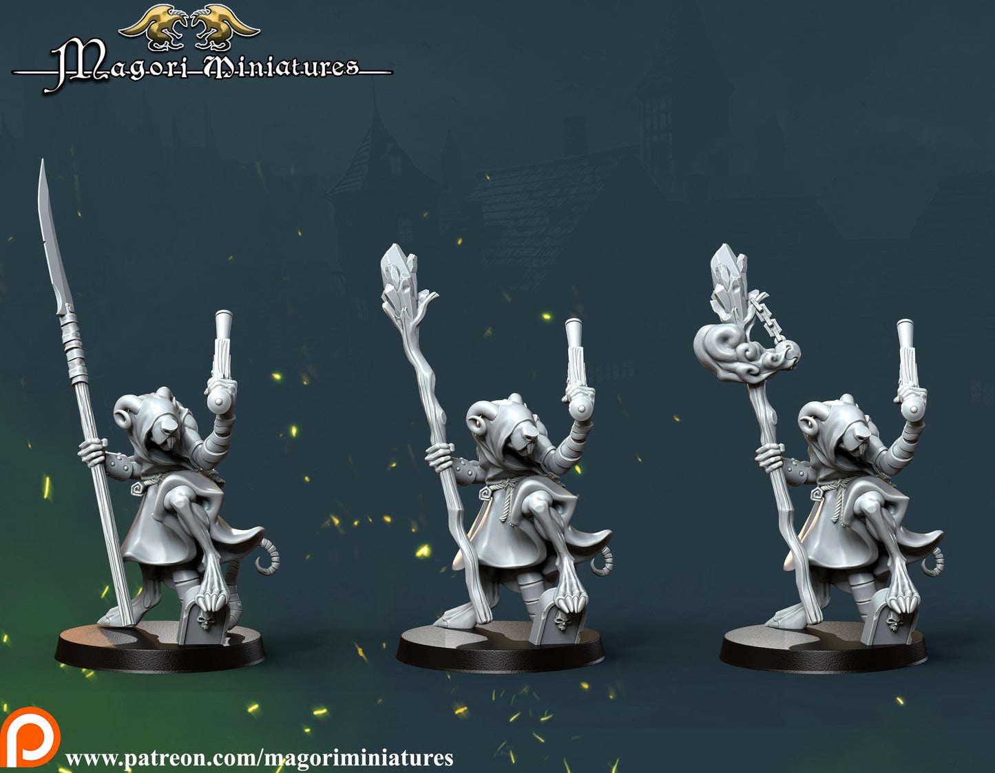 Ratfolk Sorcerer, Fantasy Skirmish Miniatures by Magori Miniatures, perfect for Fantasy Wargames and RPGs