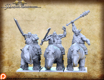 Ogre Rhino Riders, Fantasy Miniatures by Magori Miniatures, perfect for Fantasy Wargames and RPGs