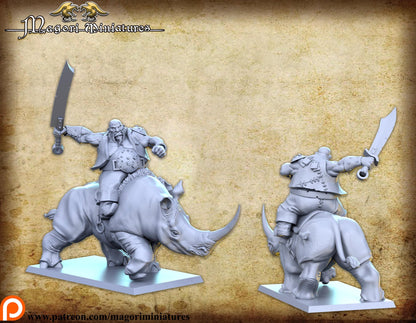 Ogre Rhino Riders, Fantasy Miniatures by Magori Miniatures, perfect for Fantasy Wargames and RPGs