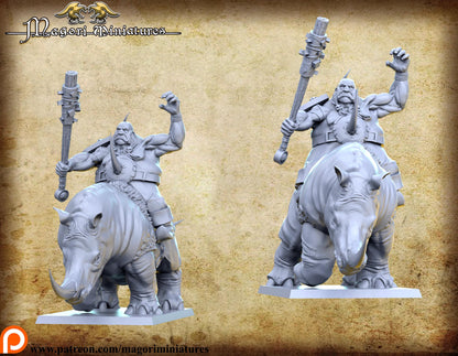 Ogre Rhino Riders, Fantasy Miniatures by Magori Miniatures, perfect for Fantasy Wargames and RPGs