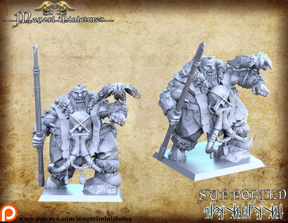Ogre Hunter with Animal Companions, Fantasy Miniatures by Magori Miniatures, perfect for Fantasy Wargames and RPGs