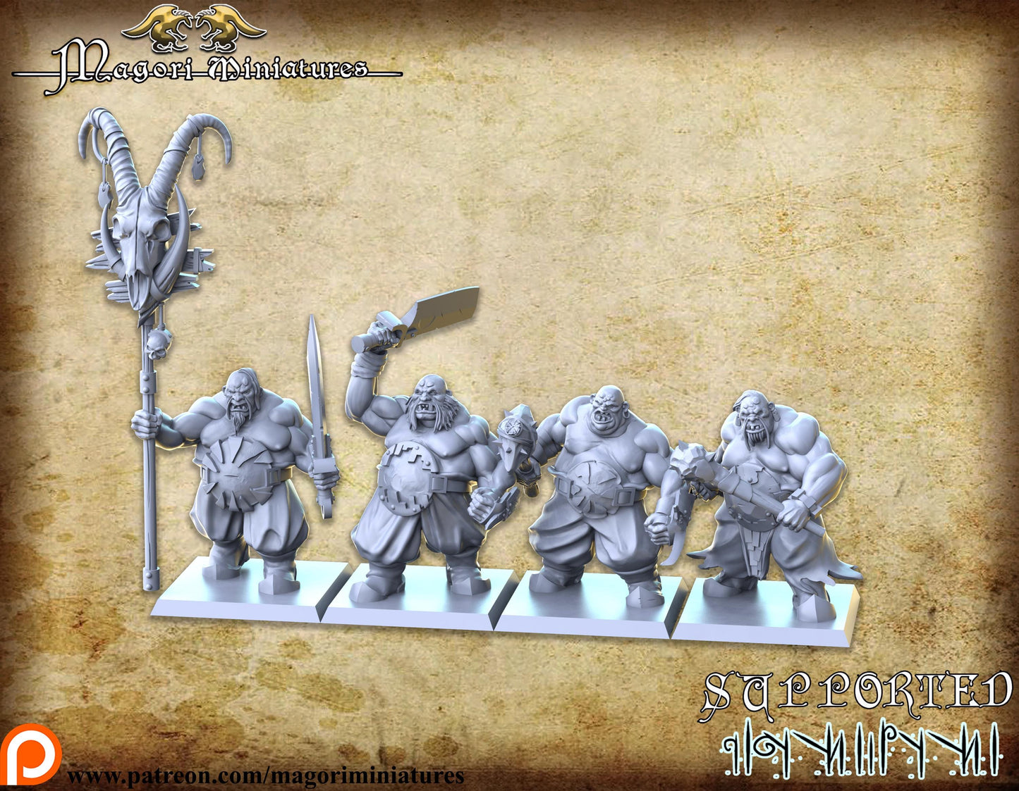 Ogre Brutes, Fantasy Miniatures by Magori Miniatures, perfect for Fantasy Wargames and RPGs