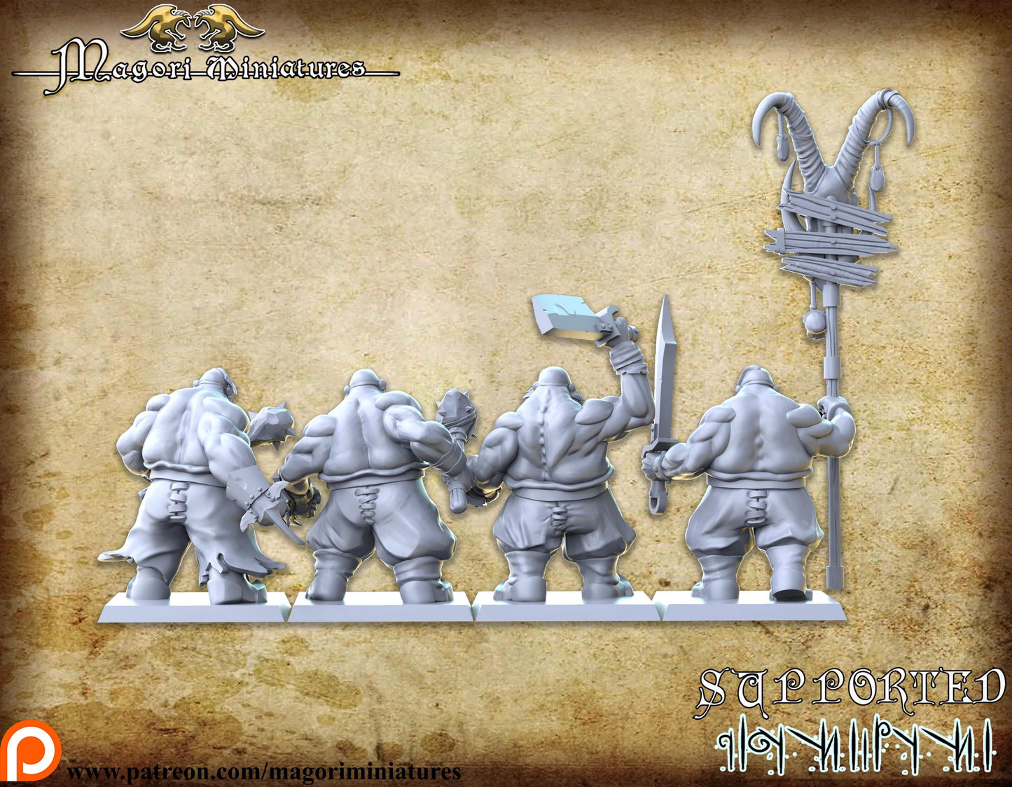 Ogre Brutes, Fantasy Miniatures by Magori Miniatures, perfect for Fantasy Wargames and RPGs