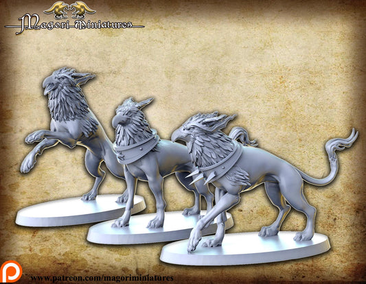 Griffhound pack, Fantasy Skirmish Miniatures by Magori Miniatures, perfect for Fantasy Wargames and RPGs