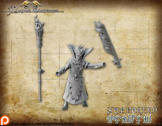 Fire Wizard, Fantasy Skirmish Miniatures by Magori Miniatures, perfect for Fantasy Wargames and RPGs