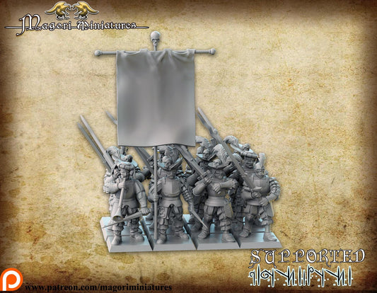 Black Guard modular regiment, Fantasy Skirmish Miniatures by Magori Miniatures, perfect for Fantasy Wargames and RPGs