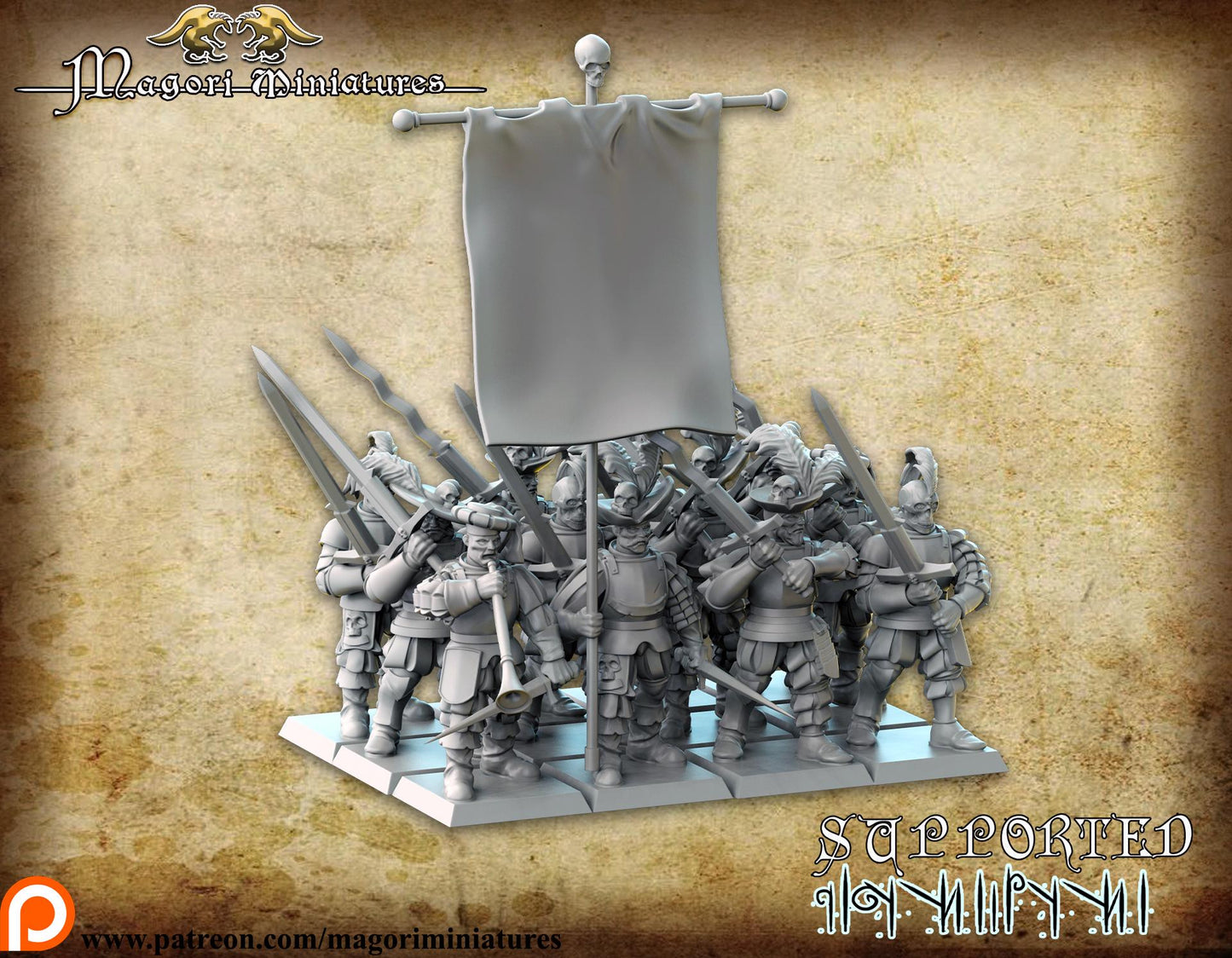 Black Guard modular regiment, Fantasy Skirmish Miniatures by Magori Miniatures, perfect for Fantasy Wargames and RPGs