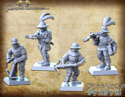 Crossbowman Pavese Unit, Fantasy Skirmish Miniatures by Magori Miniatures, perfect for Fantasy Wargames and RPGs