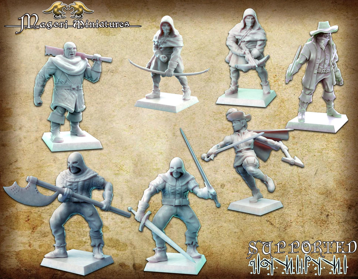 Hochland Bandits, Fantasy Skirmish Miniatures by Magori Miniatures, perfect for Fantasy Wargames and RPGs