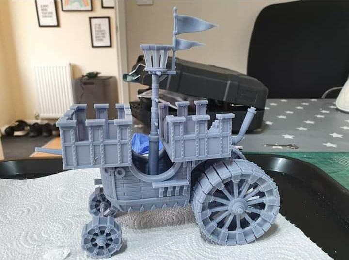 Steam fueled Landship with crew, Fantasy Skirmish Miniatures by Magori Miniatures, perfect for Fantasy Wargames and RPGs