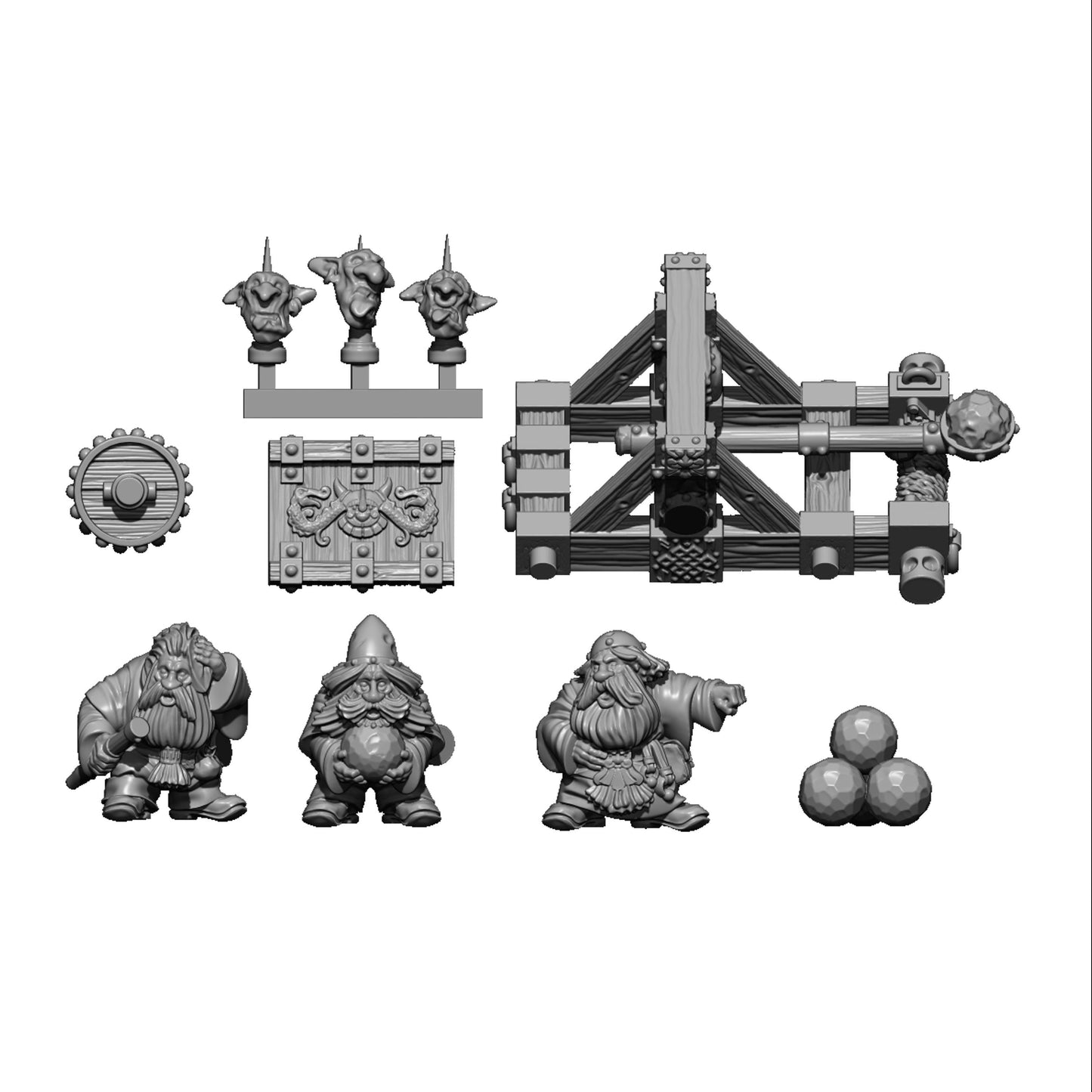 Dwarf Catapult, Fantasy Skirmish Miniatures by MoM Miniatures, perfect for Fantasy Wargames and RPGs