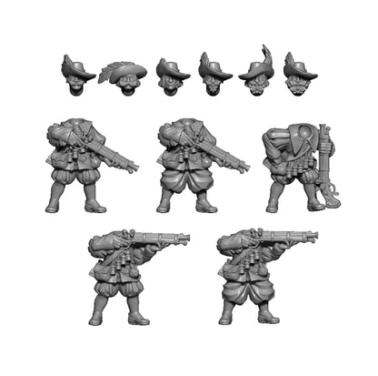Bornland Harquebusiers, Fantasy Skirmish Miniatures by MoM Miniatures, perfect for Fantasy Wargames and RPGs