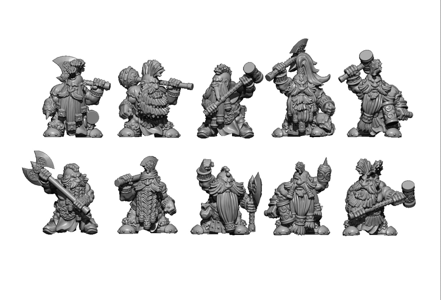 Dwarven Slayers, Fantasy Skirmish Miniatures by MoM Miniatures, perfect for Fantasy Wargames and RPGs