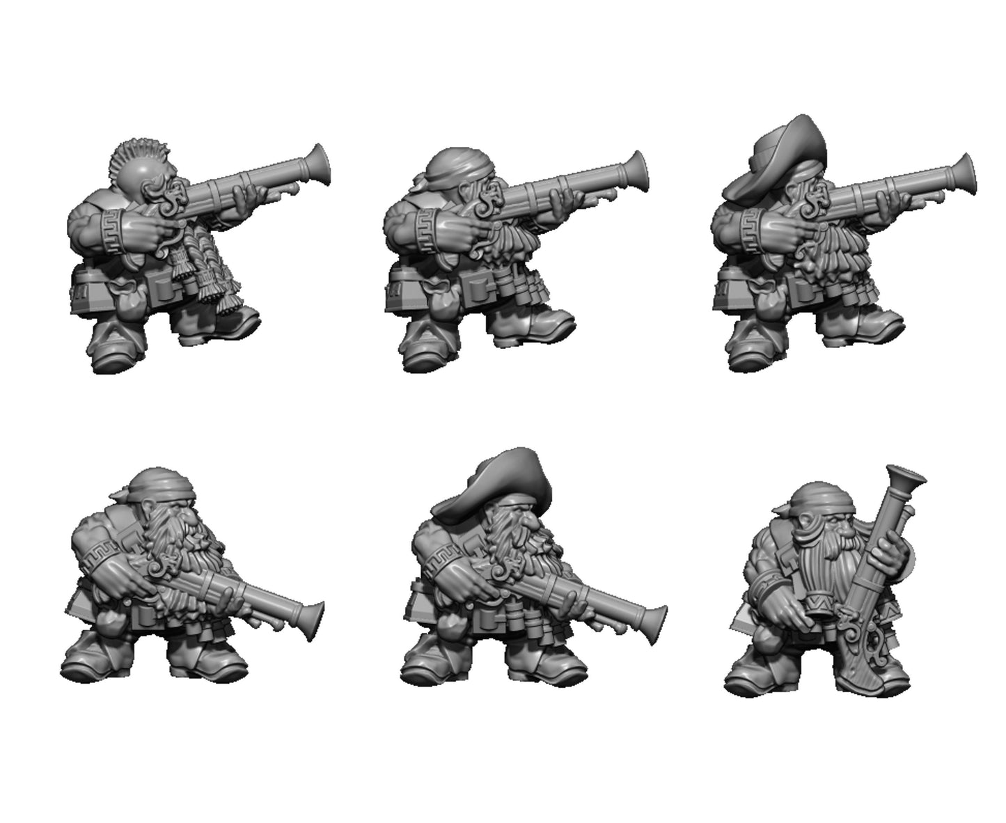 Dwarven Pirate Harquebusiers, Fantasy Skirmish Miniatures by MoM Miniatures, perfect for Fantasy Wargames and RPGs