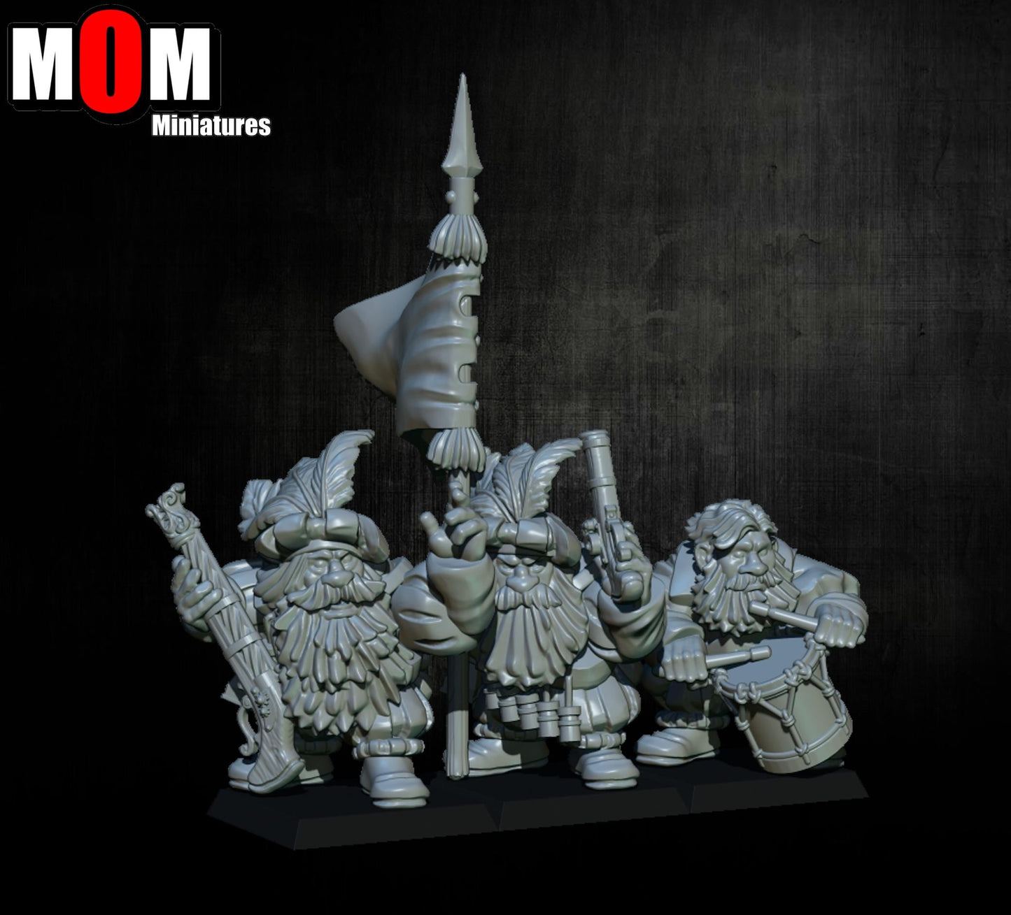 Imperial Dwarves with Arquebuses, Fantasy Skirmish Miniatures by MoM Miniatures, perfect for Fantasy Wargames and RPGs