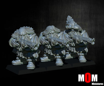 Imperial Dwarves with Arquebuses, Fantasy Skirmish Miniatures by MoM Miniatures, perfect for Fantasy Wargames and RPGs