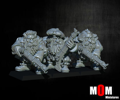 Imperial Dwarves with Arquebuses, Fantasy Skirmish Miniatures by MoM Miniatures, perfect for Fantasy Wargames and RPGs
