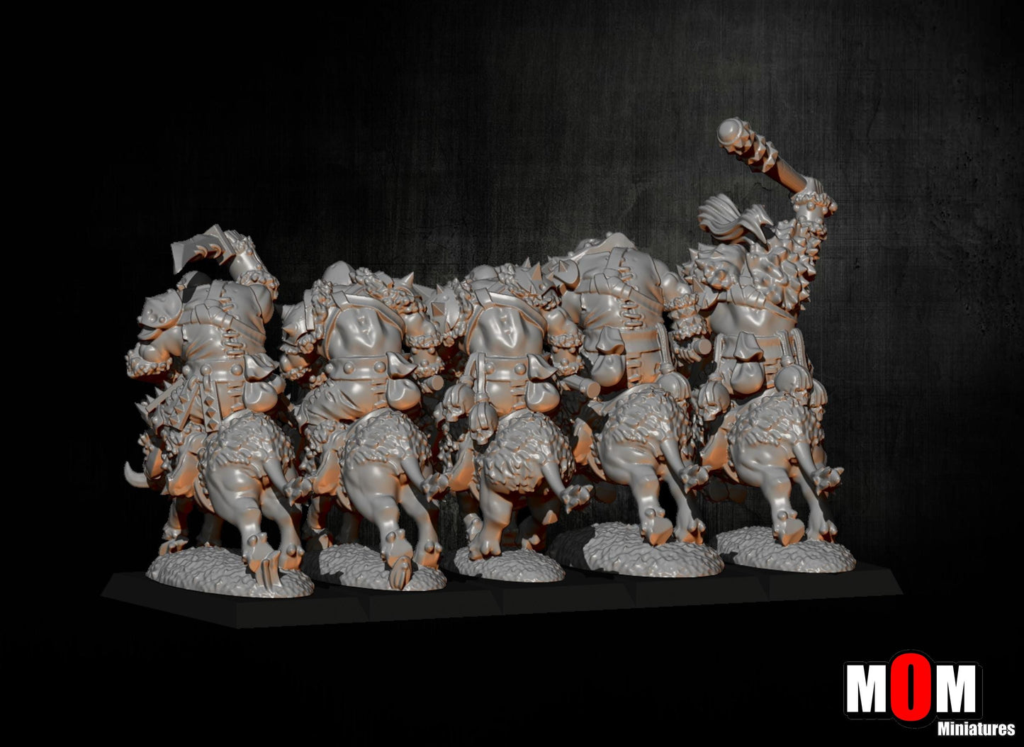 Orcs on Boars, Fantasy Skirmish Miniatures by MoM Miniatures, perfect for Fantasy Wargames and RPGs