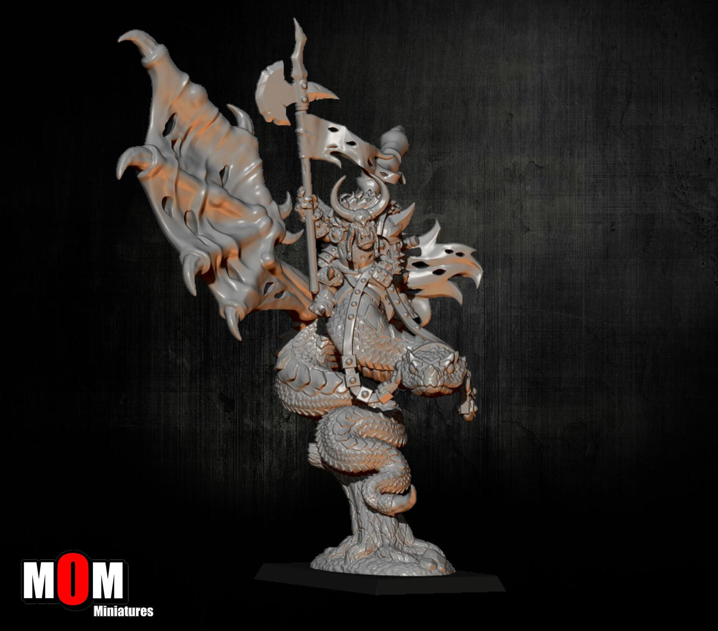 Orc Chief on Winged Serpent, Fantasy Skirmish Miniatures by MoM Miniatures, perfect for Fantasy Wargames and RPGs
