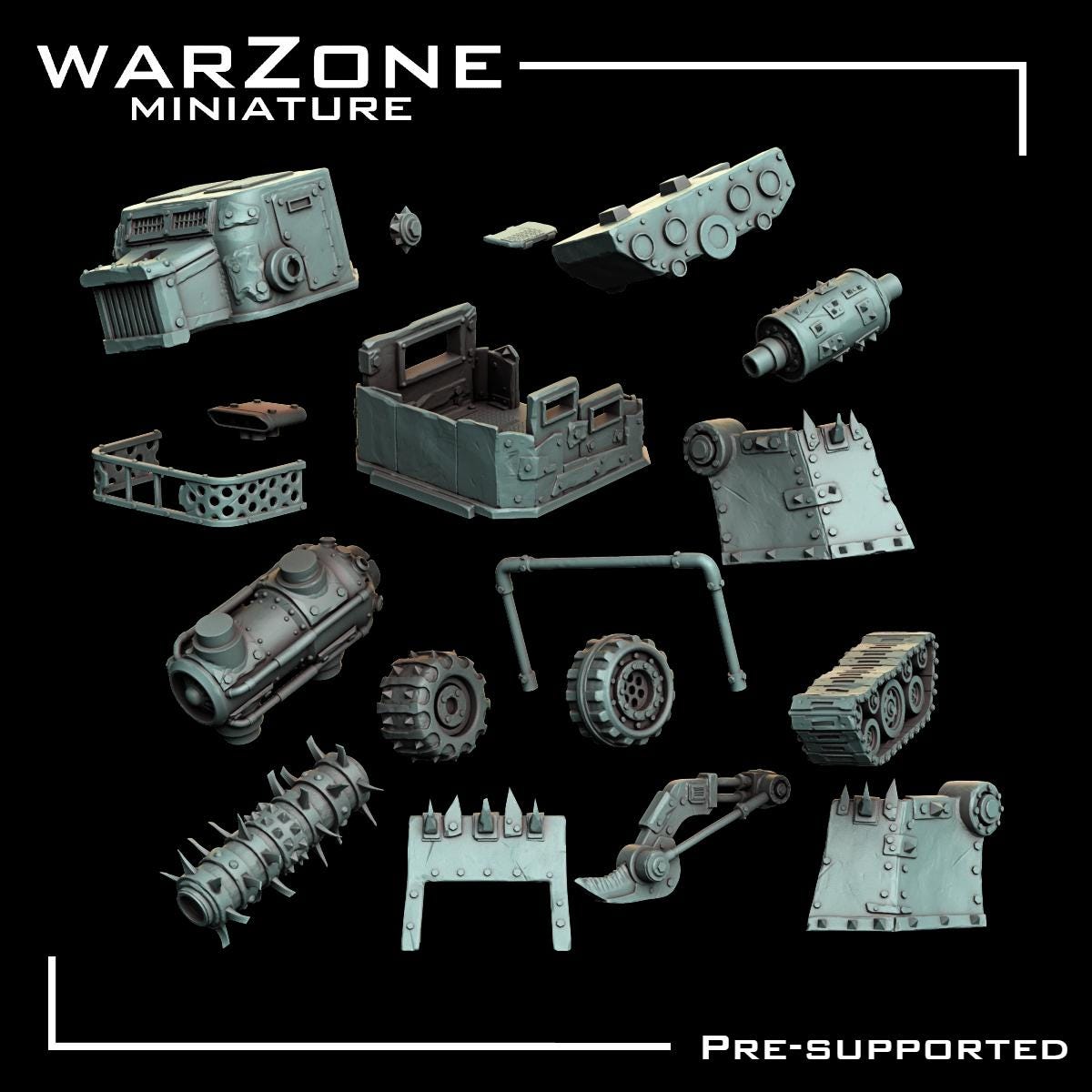 Orkaz Vehicle Wagon, Grimdark Orkish Menace Sculpted by WarZone Miniature, Scaled for Sci-Fi Miniature Wargames