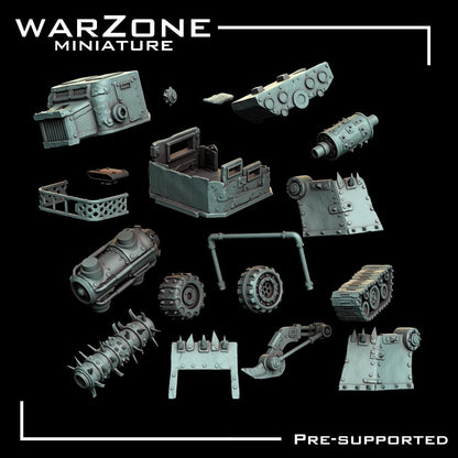 Orkaz Vehicle Wagon, Grimdark Orkish Menace Sculpted by WarZone Miniature, Scaled for Sci-Fi Miniature Wargames