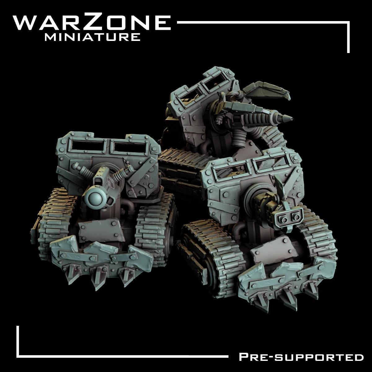 Orkaz vehicle / Gitz Cannon, Grimdark Orkish Menace Sculpted by WarZone Miniature, Scaled for Sci-Fi Miniature Wargames