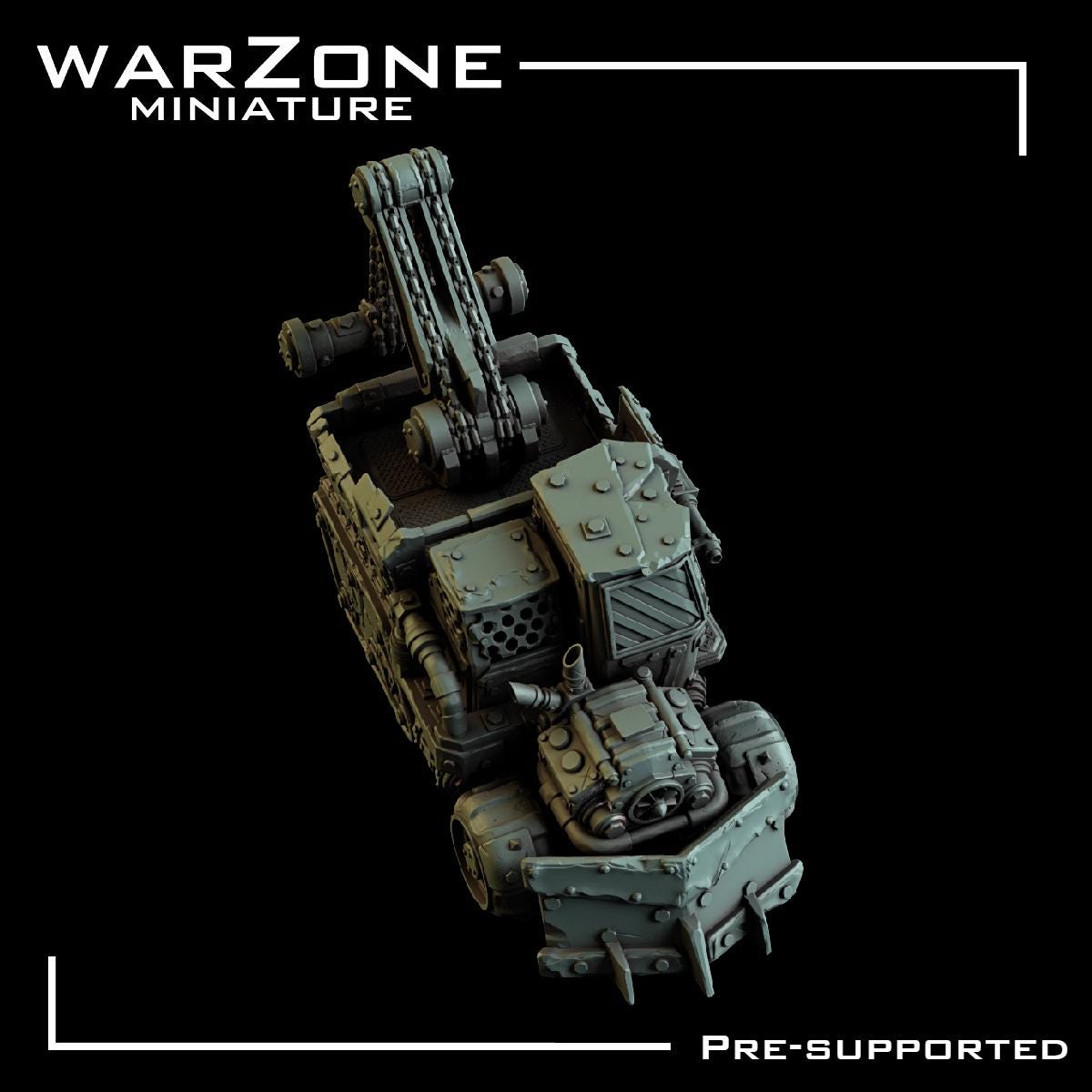 Orkaz Transport Truck Vehicle / Da Wrecka Wagon, Grimdark Orkish Menace Sculpted by WarZone Miniature, Scaled for Sci-Fi Miniature Wargames