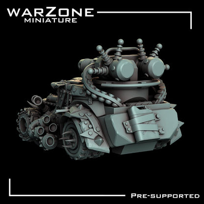 Orkaz buggy vehicle / Blaze Machine, Grimdark Orkish Menace Sculpted by WarZone Miniature, Scaled for Sci-Fi Miniature Wargames