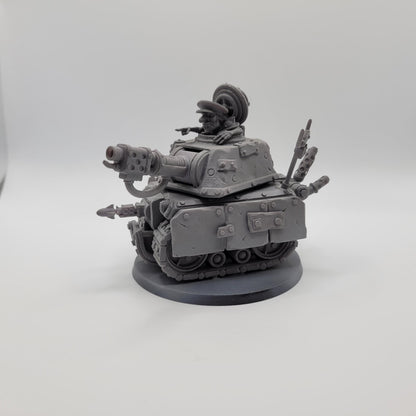 Orkaz Tank Vehicle / Junkyard Tank, Grimdark Orkish Menace Sculpted by WarZone Miniature, Scaled for Sci-Fi Miniature Wargames