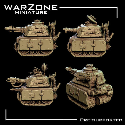 Orkaz Tank Vehicle / Junkyard Tank, Grimdark Orkish Menace Sculpted by WarZone Miniature, Scaled for Sci-Fi Miniature Wargames