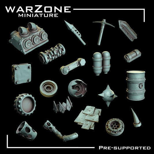 Orkaz Kitbash / Scraplands Kitbash Vol. 02, Grimdark Conversion Parts and Basing Materials Sculpted by WarZone Miniature, Miniature Wargames