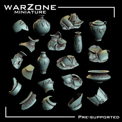 Pottery Basing Bits, Grimdark Conversion Parts and Basing Materials Sculpted by WarZone Miniature