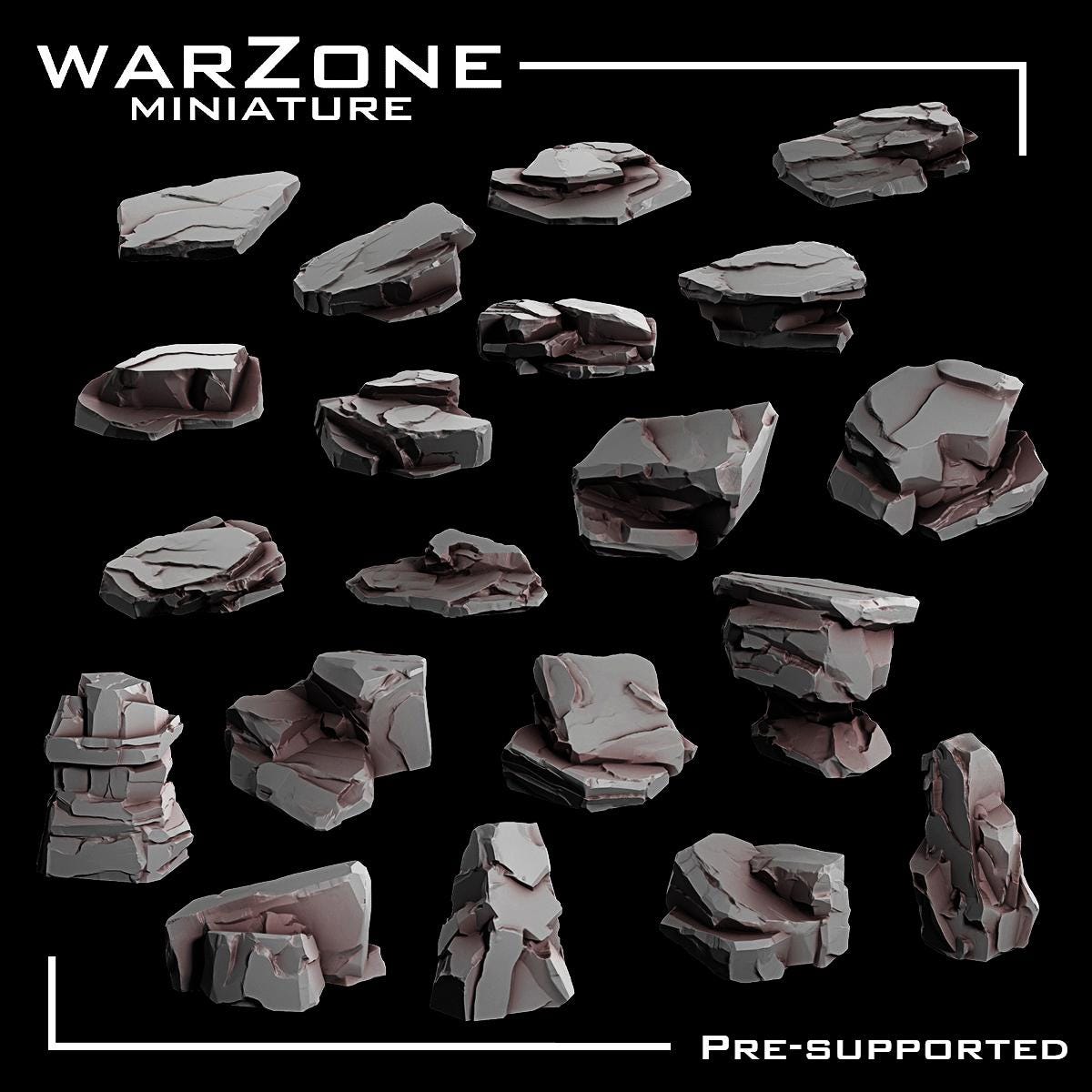 Rock / Desert Rocks basing bits Vol. 02, Grimdark Conversion Parts and Basing Materials Sculpted by WarZone Miniature