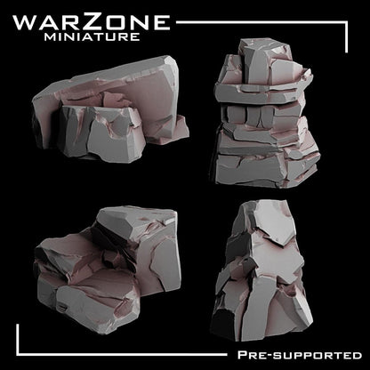 Rock / Desert Rocks basing bits Vol. 02, Grimdark Conversion Parts and Basing Materials Sculpted by WarZone Miniature