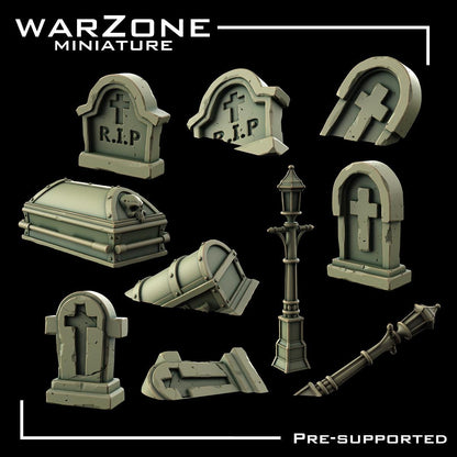 Cemetery / cemetery Graveyard Basing Bits, Grimdark Conversion Parts and Basing Materials Sculpted by WarZone Miniature