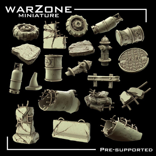 City / City Urban Basing Bits, Grimdark Conversion Parts and Basing Materials Sculpted by WarZone Miniature