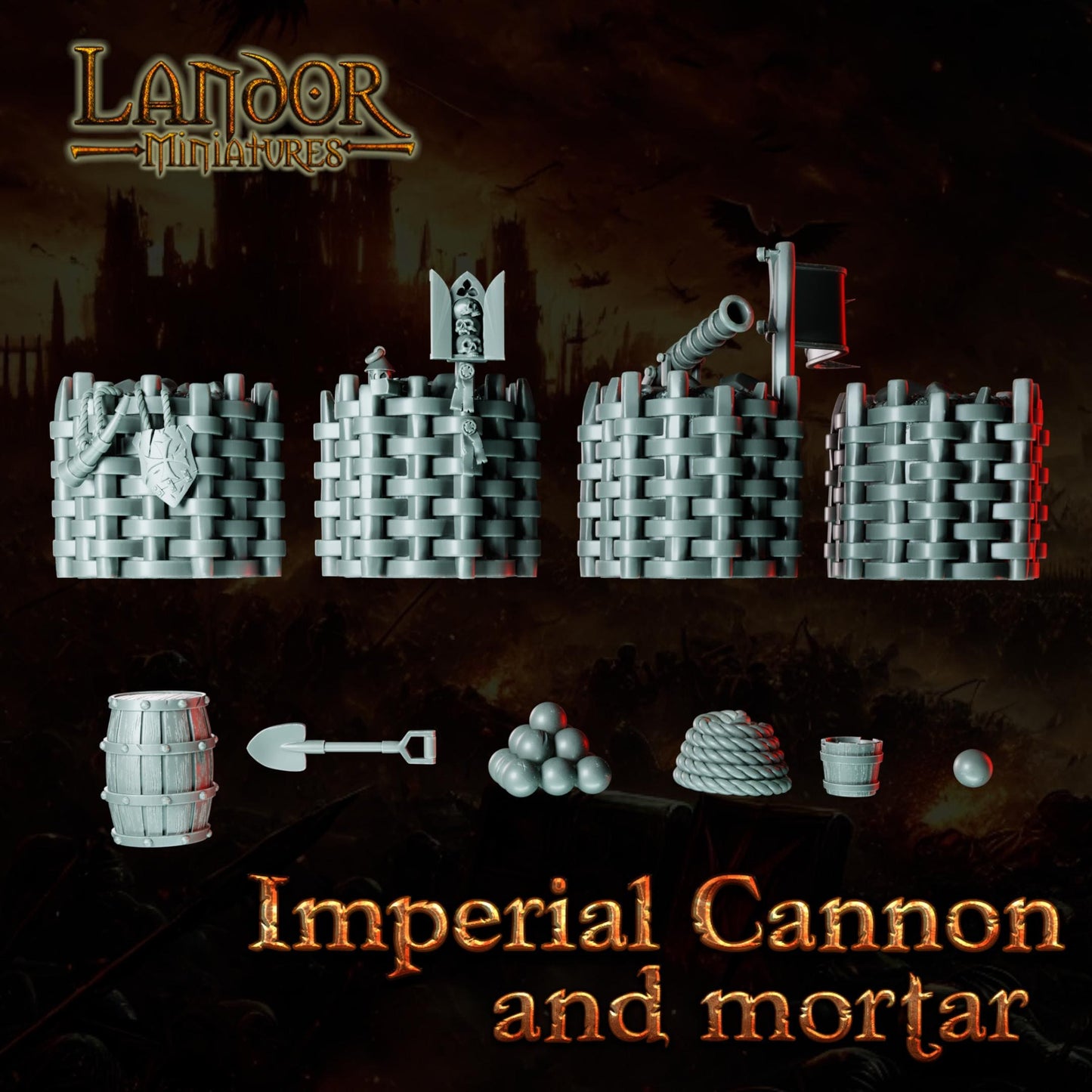 Imperial Cannon and Mortar, Modular Empire miniatures by Landor Miniatures! Empire for Fantasy Wargames
