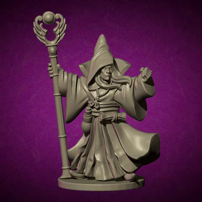 Elven Wizard, Fantasy Skirmish Miniatures by MoM Miniatures, perfect for Fantasy Wargames and RPGs